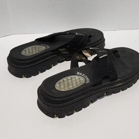 Skechers G-Tech Chunky Black Jammers‎ mens size 8 90s to Y2K